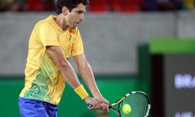 Marcelo Melo (foto) e Marcelo Demoliner vencem nas duplas e colocam Brasil na frente na Davis (Foto: Olimpíada Todo Dia)